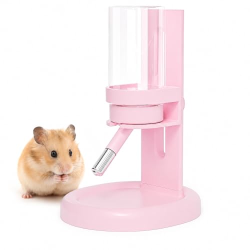 Hamster Water Bottle No Drip, 4oz Glass Small Animal Water Dispenser | Leakproof Guinea Pig Water Bottle with Adjustable Stand for Glass Tank, Cage Habitat, for Hamster Gerbil Chinchilla Hedgehog - color: Pink