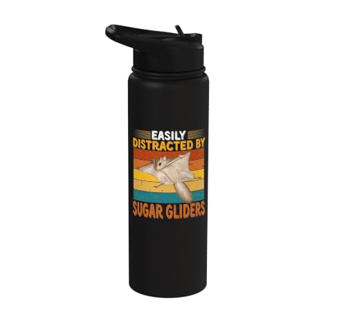 Easily Distracted By Sugar Gliders Cute Sugar Glider Costume Stainless Steel Insulated Water Bottle - color: Black