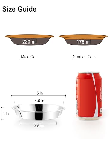 VENTION Stainless Steel Shallow Cat Food Bowl 5 Inch, Mini Whisker Fatigue Cat Food Dish 7.4 Fl.oz, Replacement Basic Kitten Bowls Bulk for Elevated Stand, Dishwasher Safe (Set of 4) - size: 5 Inch-Outer Dia.
