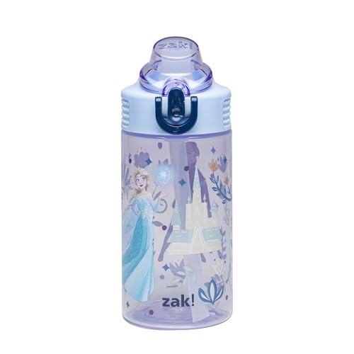 Zak Designs Disney Frozen Sage 16oz Leak-Proof Straw Kids Water Bottle | BPA Free, Durable Plastic, Cupholder Friendly, Dishwasher Safe, Easy to Clean, Lid Lock, Handle, For School, Home, Travel - color: Disney Frozen (Anna, Elsa, Olaf), size: 16 Ounces