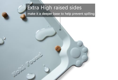 Hoki Found L Silicone Pet Feeding Mats with Higher Lips - Non Slip Pet Dog Cat Bowl Mats - Waterproof - Suitable for Carpet - Battleship - color: Battleship, size: 22" x 14"