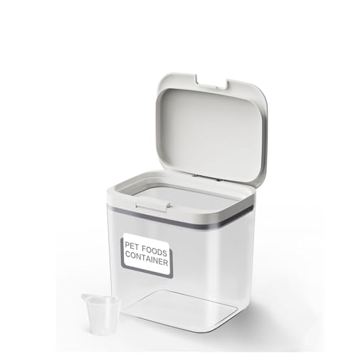 5-10 lb Airtight Dog Food Storage Container, White | Large airtight bin with pop-lock lid and clear body; stores 5-10 lb of dry dog food, cat treats, rice, or flour. - color: (D981)-4.5L