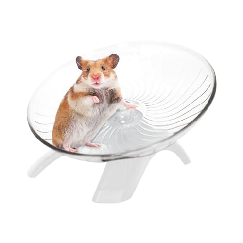 Hamster Wheel, 5.12Inch Hamster Flying Saucer Silent Running Exercise Wheel for Hamsters, Hermit Crab, Mice, Gerbil Small Cage(Color:White) - color: White