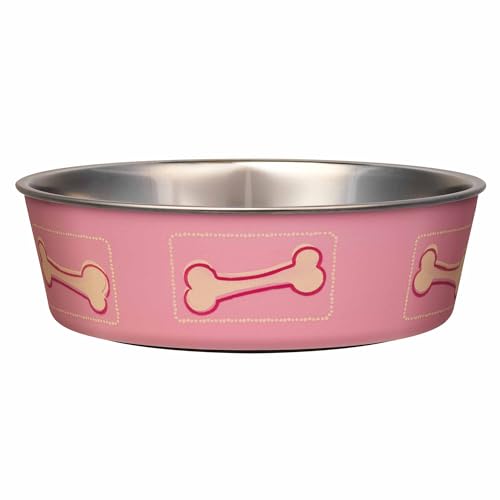 Loving Pets Bella Dog Bowls- Stainless Steel Dog & Cat Bowls - Spill Proof Dog Food Bowl, Cat Bowl, Puppy Essentials & Pet Supplies Great for Home & Travel (Large 35-65 lbs, Coastal Pink) - color: Coastal Pink, size: Large (35-65lbs)