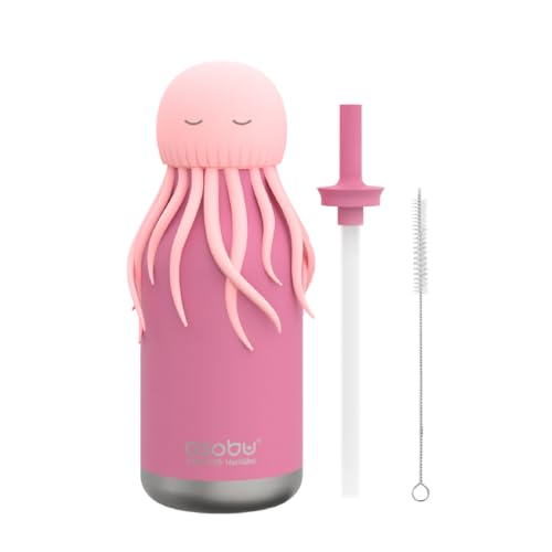 asobu Bestie Water Bottle, Cute Collectible Character, Leak Proof, BPA Free | 16 oz, Stays Cold 24 Hours, Double Wall Vacuum Insulation, Food Grade Stainless Steel, Spill Resistant, Great Gift Idea - color: JellyFish