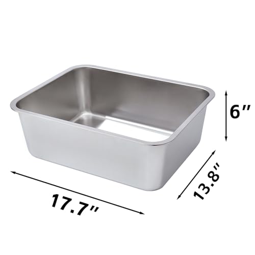 Stainless Steel Litter Box 2 Pack，Metal Litter Box,Cat Litterbox | Easy to Clean，Supplies for Kitten, Kitty, Medium Cat，Rabbit, 6" High Side Stainless Steel LitterBox, No Smell - color: 2packs-L-6" H