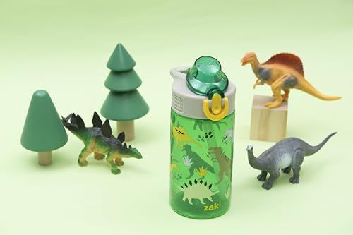 Zak Designs Dinosaur Sage 16oz Leak-Proof Straw Kids Water Bottle | BPA Free, Durable Plastic, Cupholder Friendly, Dishwasher Safe, Easy to Clean, Lid Lock, Handle, For School, Home, Travel - color: Dino, size: 16 Ounces