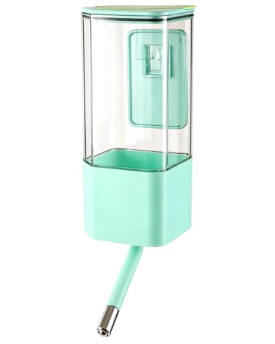 47oz Rabbit Water Bottle, No-Drip Top-Fill Cage Mount | 12mm stainless steel nozzle, removable bracket; cage water dispenser for guinea pigs, chinchillas, ferrets and dogs - color: lightgreen