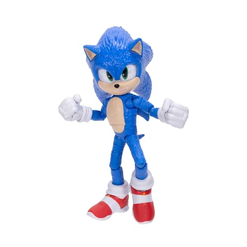 Sonic The Hedgehog 3 Movie Action Figures 5-Inch Collector Toy Figure, Highly Articulated for Boys Girls - Officially Licensed The Hedgehog 3 Movie Product | Sonic The Hedgehog Movie 5 Inch Action Figure Wave 1 - Sonic - color: Sonic