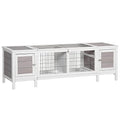 PawHut Rabbit Hutch, Bunny Cage, Guinea Pig House with Pull-Out Tray, and Divided Board for Rabbits, Chickens, Ducks, Indoor, White | Bunny Cage, Guinea Pig House, Divided Board, for Chickens Ducks, Indoor