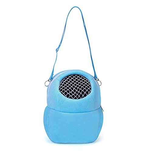 Litewoo Sugar Glider Carrier Travel Bag, Breathable Portable Pouch (Blue) | 8.7x10.6in, adjustable shoulder strap, cross-body carry, warm plush, breathable mesh top, for small animal/hamster/guinea pig - color: blue