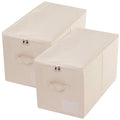 2pcs Zip Lidded Wardrobe Blankets Organizer Storage Bins, Folding & Sturdy | 22"X13"X12.6", clothing, duvets, sweaters, jeans organizer, foldable dustproof,washable,save space,3-side zip openning, rigid - color: Beige