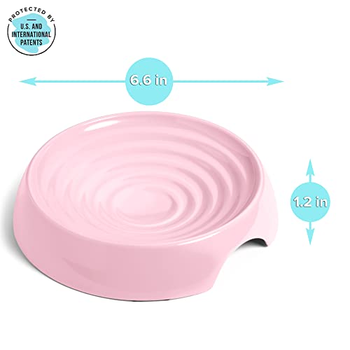 CatGuru Cat Bowls, Whisker Friendly Food Bowl for Indoor Cats, Reliefs Whisker Fatigue, Wide Kitten Dish, Non Slip Pet Dishes, Shallow Pet Plates (Pink, (Pack of 2)) - color: Pink, size: Dish - Set of Two
