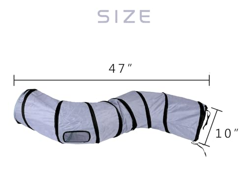 iCAGY Cat Tunnel Toys for Indoor Cats Kittens Rabbits, Pet Toy Play Tunnels | Interactive Crinkle Pop Up Tunnel Toys, Relieve Cat Boredom, Gray 47" Shape S - color: Grey