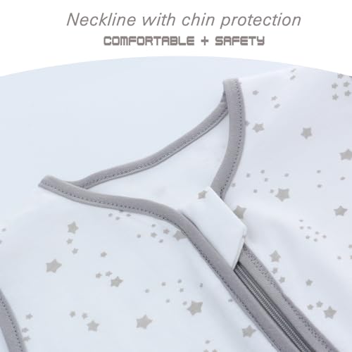 Miracle Baby Sleep Sack with Feet - 0.5 TOG 100% Breathable Cotton Wearable Blanket, Sleeveless Design Sleeping Bag for Baby - color: White Stars, size: 12-24 Months(M)