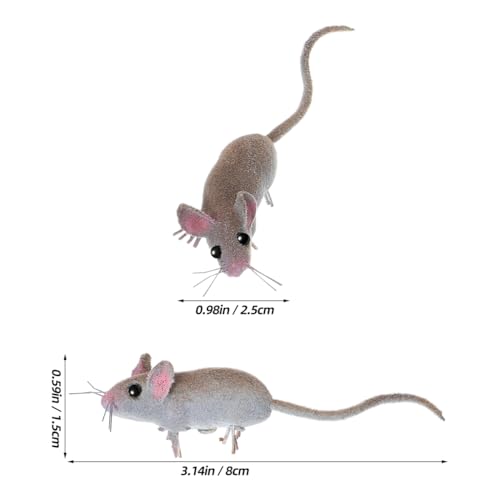 5Pcs Realistic Fake Rats, Mice Figurines Animal Mouse Prank Prop | Mini Flocked Plush Rats Toys for Indoor Halloween Ornaments, Practical Jokes, or Engaging Kitten Activities, Gag Gift Setups