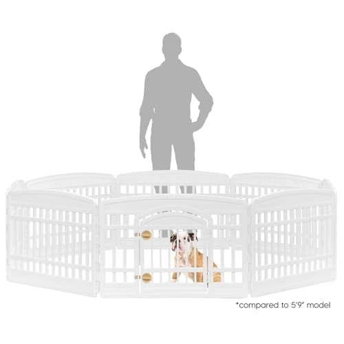 IRIS USA 8-Panel Dog Playpen, Pet Enclosure, White | Puppy Training, Multi-Shape Setup, Flexible Boundary, Configurable Layout, Tool-Free Assembly, Stable Non-Tip Base - color: White, size: 8 Panel - 24" H