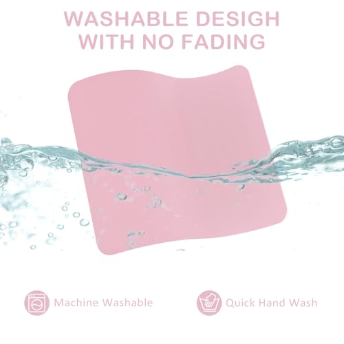 Mouse Pad with Stitched Edge, Multiple Patterns Computer Mouse Pads with Non-Slip Rubber Base, Washable Cloth Mousepad, for Gaming, Laptop, PC (Pink) - color: 04Pink
