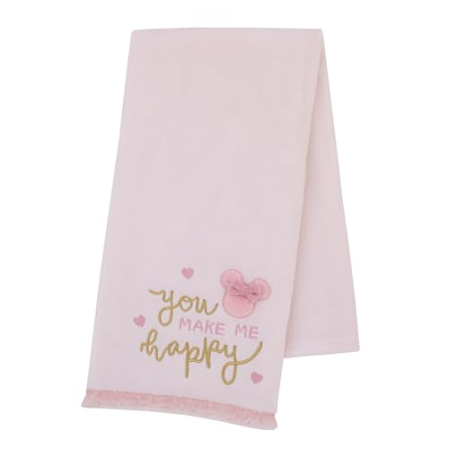 Disney Minnie Mouse My Happy Place Baby Blanket – Super Soft Plush Appliqued Throw 30 x 40 Inch, Cozy Infant Stroller Travel Blanket for Girls - color: Minnie Mouse - My Happy Place