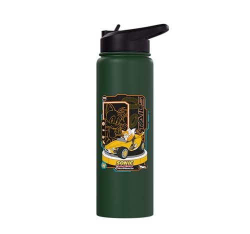 Sonic Racing CrossWorlds - Tails Stainless Steel Insulated Water Bottle - color: Dark Green