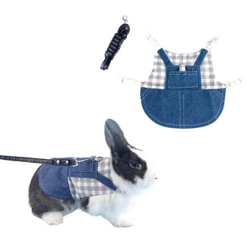 Rabbit Harness and Leash for Walking Escape Proof - Cute Mesh Breathable Bunny Vest Harness Outdoor Camping Hiking Training - Also Suit for Ferret Kittn Puppy Small Animals (Large) - size: Large