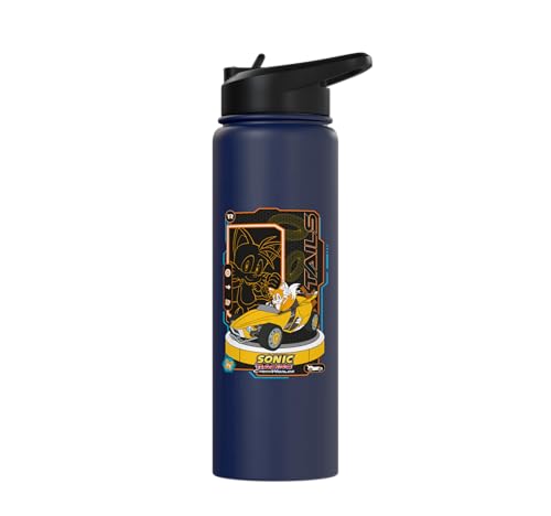 Sonic Racing CrossWorlds - Tails Stainless Steel Insulated Water Bottle - color: Navy Blue