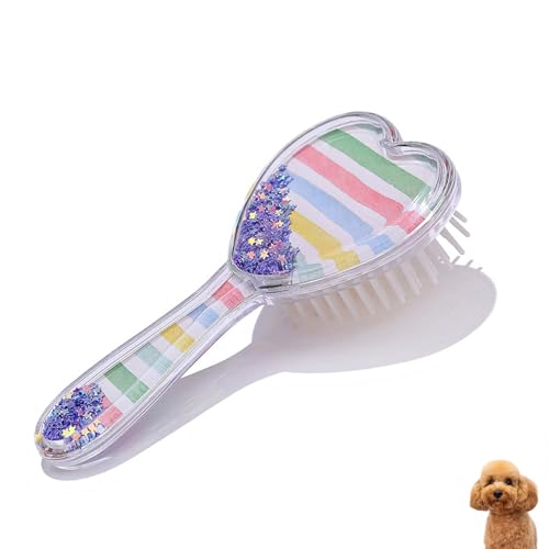 Small Dog Brush, Soft Dog Grooming Brush for Shih Tzus, Yorkies, Maltipoos, Maltese, Love Shape Puppy Massaging Pet Hair Brush, Cat Brush, for Small Dogs Cats of All Hair Types (Rainbow) - color: Rainbow