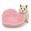 UKCOCO Heart Shaped Ceramic Pet Bowl 3.14X2.75X0.98In Non-Tip Small Animal Food and Water Dish for Hamsters Guinea Pigs Hedgehogs Gerbils - Smooth Surface Pink Porcelain Feeder