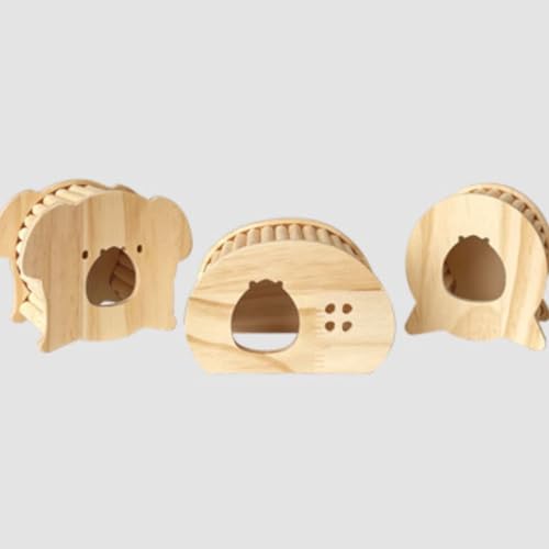 Hamster Wooden Hideout House Natural Wood Pet Rats Climbing Play Hut Hideaway Room for Small Chicken Hedgehogs Chinchilla Habitat Pet Cage Accessories (B) - style: B