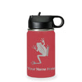 LaserGram Personalized 12oz Water Bottle, Tree Frog (Maroon) | Engraved Gift, Vacuum Insulated Stainless Steel, Flip-Top Straw Lid, Laser Engraved With Your Name - color: Maroon, size: 12 Ounces