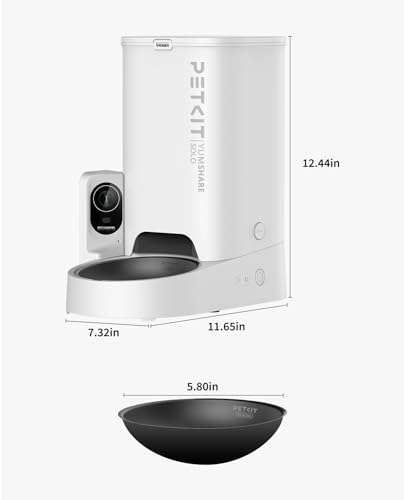 PETKIT Automatic Cat Feeder with Camera, 1080P HD Video with Night Vision, 2.4G WiFi Pet Feeder for Cat & Small Dog, 2-Way Audio & Meal Call Pet Food Dispenser with Desiccant Bag, Motion Capturing - color: White with Single Food Hopper