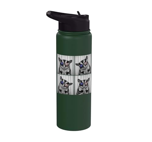Sugar Glider 4th of July US American Flag Patriotic Stainless Steel Insulated Water Bottle - color: Dark Green