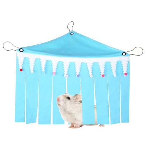 Guinea Pig Corner Hideout, Hanging Ferrets Habitat Hideaway, 3-Side Small Animal Hammock Toy for Hamsters, Squirrels, Chinchillas, Rabbits, Hedgehogs - color: blue