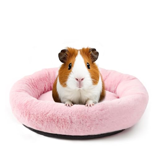 FEBSNOW Guinea Pig Bed, Soft Fleece Hamster Bed for Small Animals | Washable Warm Fleece Material, For Guinea Pigs and Hamsters, Cosy Sleeping and Hiding Spot, Anti-Slip Bottom - color: Pink, size: 11.8 inches x 11.8 inches