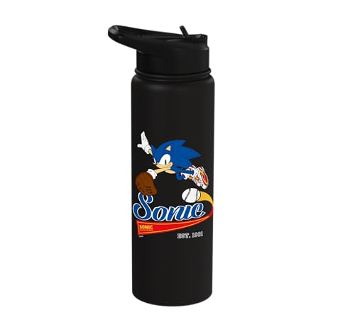 Sonic the Hedgehog - Sonic Baseball Est. 1991 Stainless Steel Insulated Water Bottle - color: Black