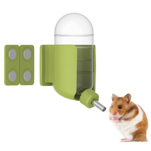 Hamster Water Bottle with Magnetic Stents, Water Bottle Holder for Glass Tanks, Suitable for Syrian Dwarf Hamsters Gerbils Mice Rats Degus (Green, 7 oz (Magnetic-Mounted)) - color: Green, size: 7 oz (Magnetic-Mounted)