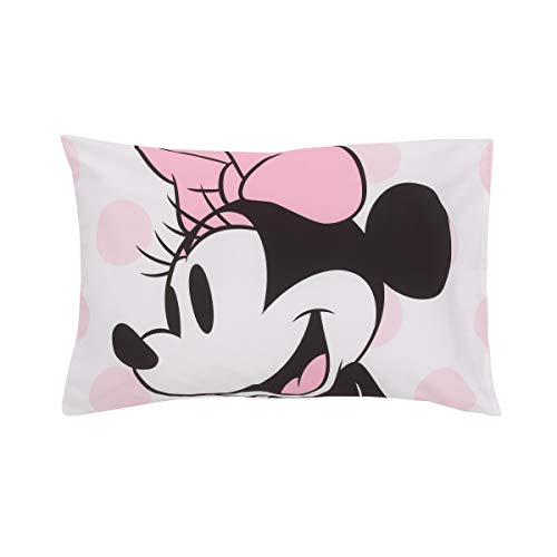 Disney Minnie Mouse Pink, White and Black 4 Piece Toddler Bed Set with Comforter, Fitted Bottom Sheet, Flat Top Sheet, Standard Size Pillowcase - color: Minnie Mouse Pink