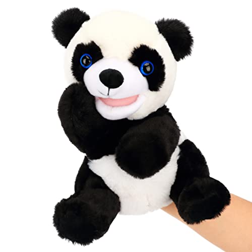 Easfan Panda Hand Puppet with Movable Mouth Plush Toy Gift for Kids 9" | Role play preschool teaching, cute stuffed animal, creativity imagination, Easter Christmas birthday holiday gift - style: Panda