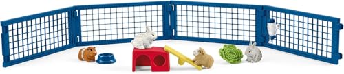 Schleich Farm World - 14Pc Rabbit And Guinea Pig Hutch - Kids 3+ | 42500 | Farm Animal Figurine, Realistic Animal Toys, Barn Toy for Kids 3+, Screen-Free Imaginative Pretend Play, Montessori Toy - size: Current Box Style