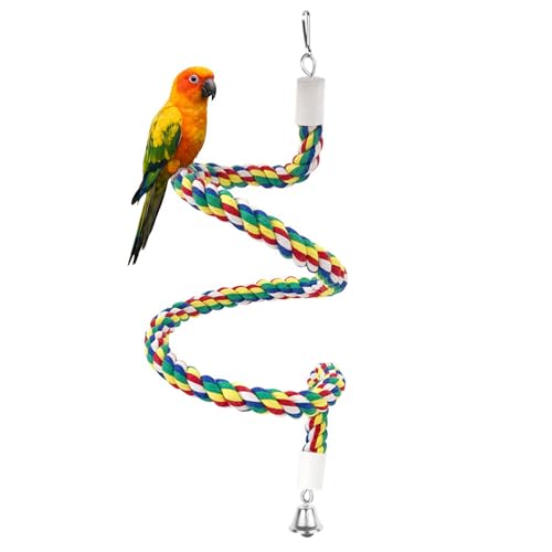 40" Bendable Cotton Bird Rope Perch Swing Set, Colorful Cage Accessories for Parrots Conures Cockatiels Lovebirds Budgerigars Parakeets