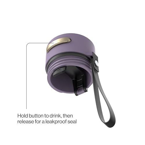 Contigo AutoSeal 24 oz Stainless Steel Vacuum-Insulated Water Bottle with Leakproof Push-Button Spout & Lock, Carry Strap, BPA-Free & Lead-Free, Dishwasher Safe - color: Purple Carrot Champagne, size: 24 Ounces