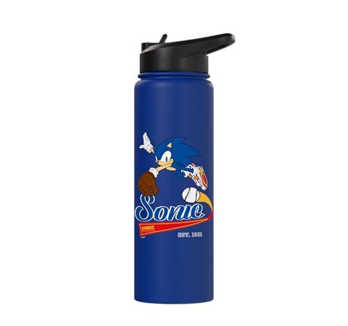 Sonic the Hedgehog - Sonic Baseball Est. 1991 Stainless Steel Insulated Water Bottle - color: Royal Blue