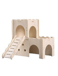 Hamster Hideout Cage Accessories - Hamster House and Habitat Wooden Hide Hut with Climbing Ladder for Syrian Dwarf Gerbils and Mouse Mice Rat Other Small Animals etc.
