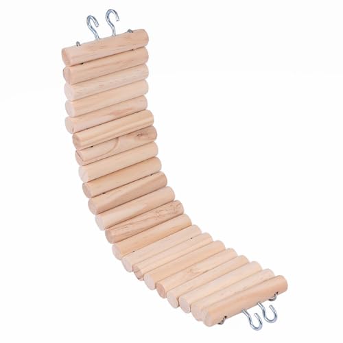 Hamster Ladder Bridge Wooden Hamster Chew Toy Small Animal Climbing Ladder for Cage Easy Hang Hooks Supports Balance and Coordination 15.74 X 2.95 X 0.39 in
