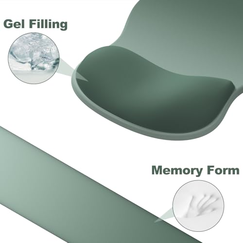 Ergonomic Mouse Pad with Wrist Rest and Keyboard Wrist Rest, Gel Mousepad and Wrist Rest for Computer Keyboard, Pain Relief, Non-Slip PU Base, Mouse Pad with Wrist Support for Gaming, Sage Green - color: Dark Green