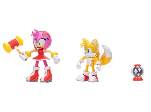 JAKKS Pacific Sonic the Hedgehog Sonic 4" Action Figure 2 Pack - Modern Tails & Modern Amy