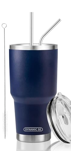 D·S 30 oz Navy Tumbler Double Wall Vacuum Insulated Travel Coffee Mug | Double Wall Vacuum Suit Cold and Hot Drink Fits in standard car cup holders With Splash-Proof Lid - color: Navy