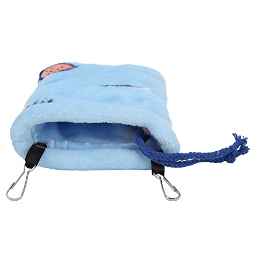 Pssopp Small Pet Hanging Sleeping Bag - Flannel Warm Hamster Hideout Pouch with Drawstring and Hook, Portable Cozy Nest Bed for Sugar Glider, Rat, and Guinea Pig Cage