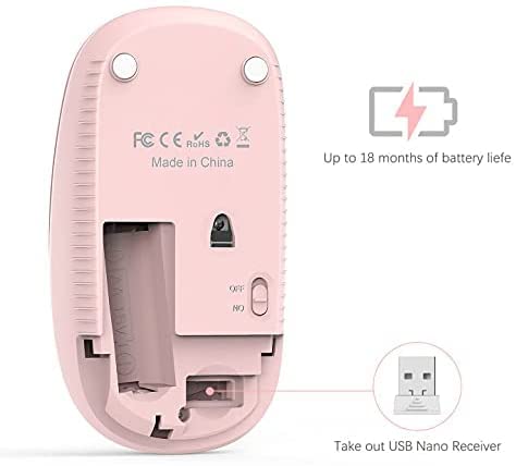 VssoPlor Wireless Mouse, 2.4G Slim Computer Laptop Mouse, Pink to Purple | Portable Mouse, Plug & Play USB Nano Receiver, Quiet Silent Optical Mice for Notebook, PC, Laptop, Computer, Windows, Mac - color: Pink to Purple
