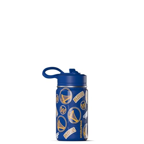 Hydrapeak NBA Officially Licensed Golden State Warriors Mini 14oz Kids Stainless Steel Water Bottle with Straw Lid & Flexible Handle, Double Wall Insulated, Spill Proof, Perfect for Back to School - color: Golden State Warriors